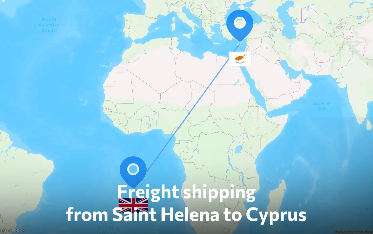 Shipping route from Saint Helena to Cyprus