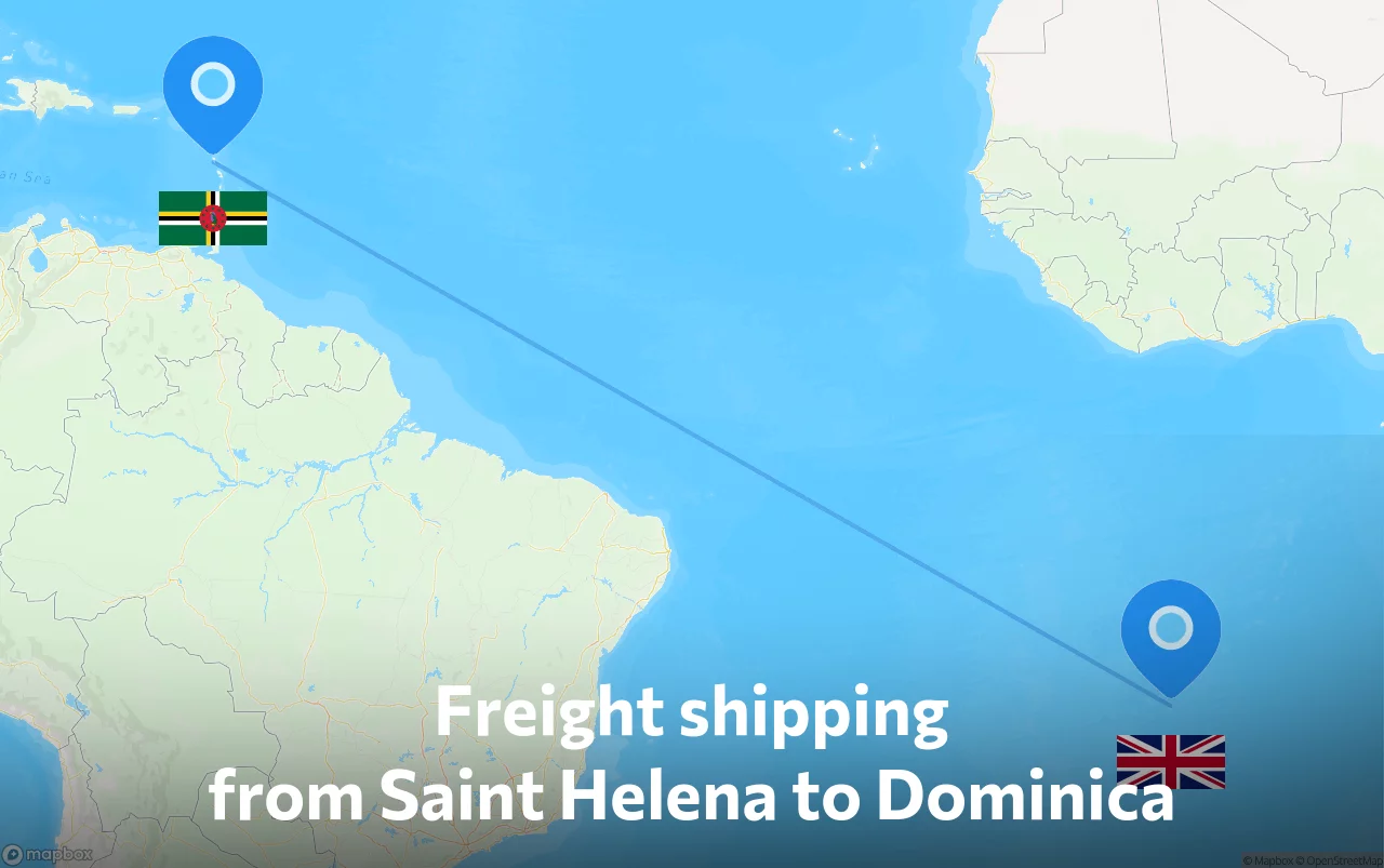 Shipping route from Saint Helena to Dominica