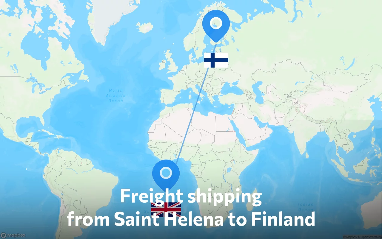 Shipping route from Saint Helena to Finland