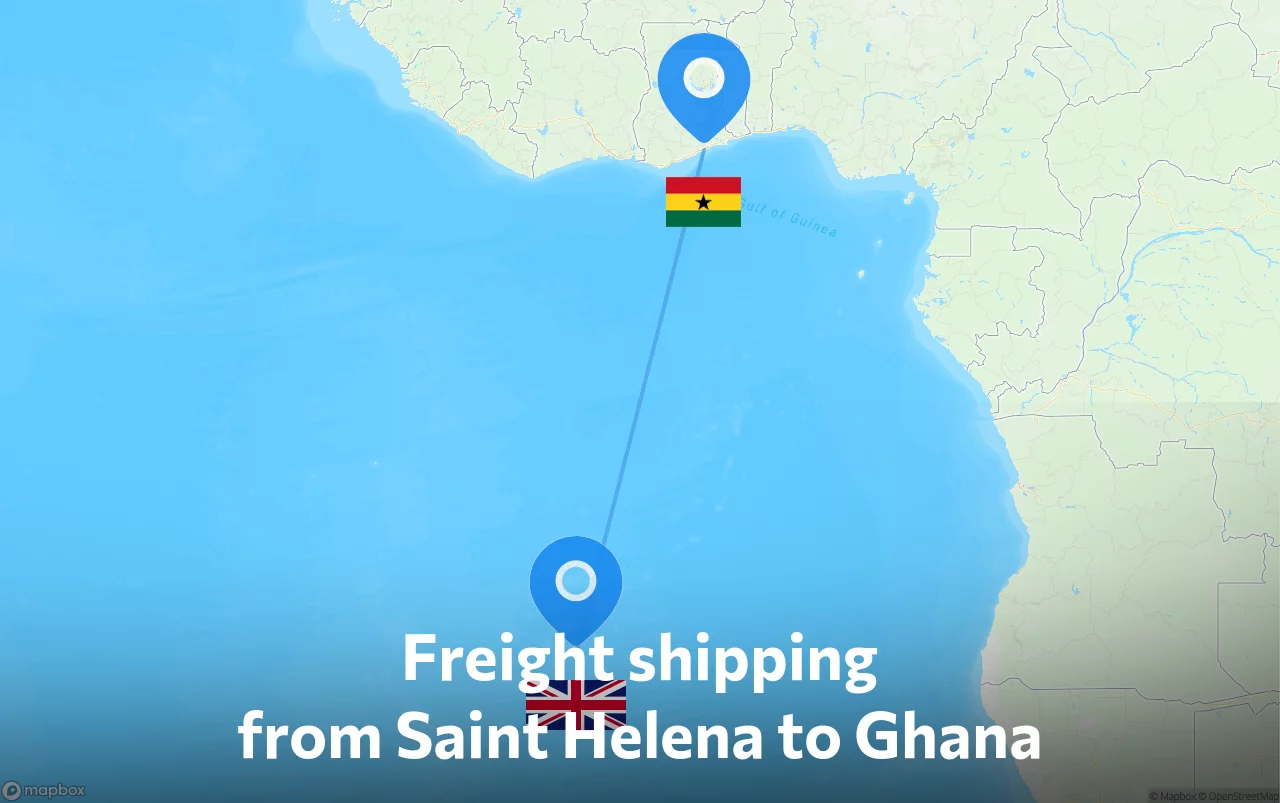 Shipping route from Saint Helena to Ghana