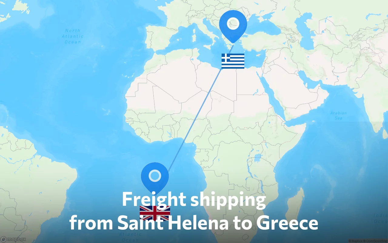Shipping route from Saint Helena to Greece
