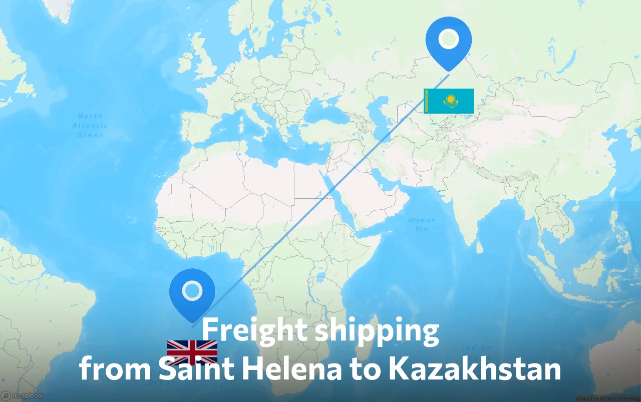 Shipping route from Saint Helena to Kazakhstan