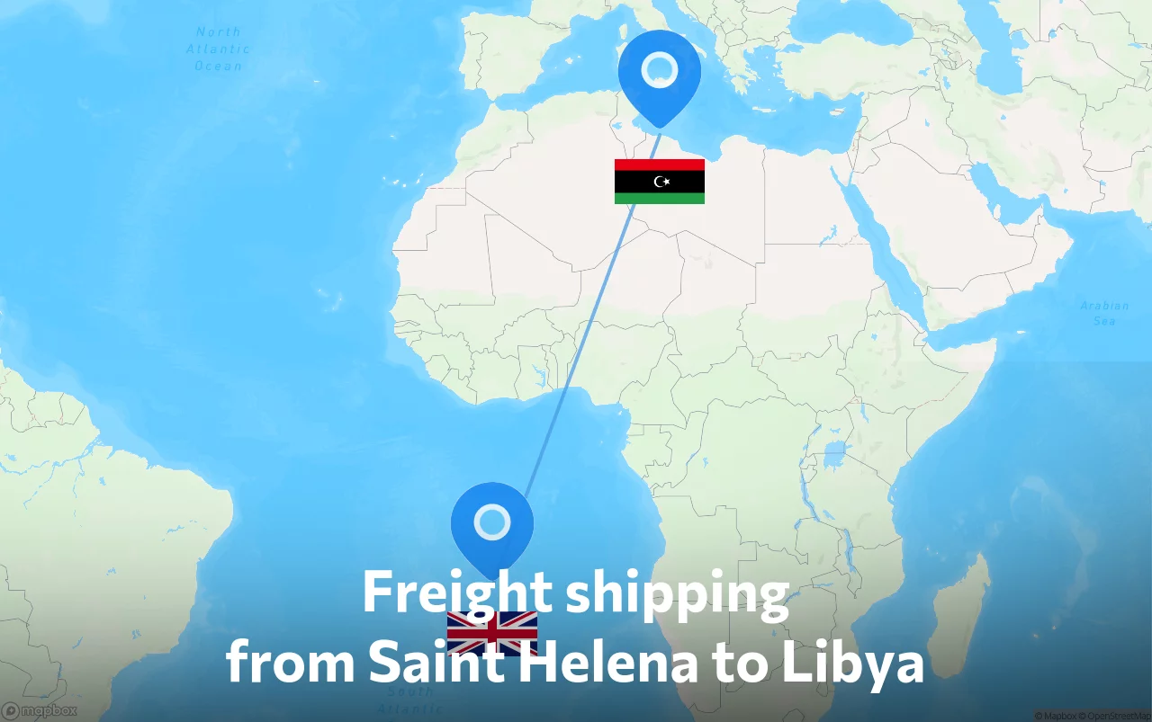 Shipping route from Saint Helena to Libya