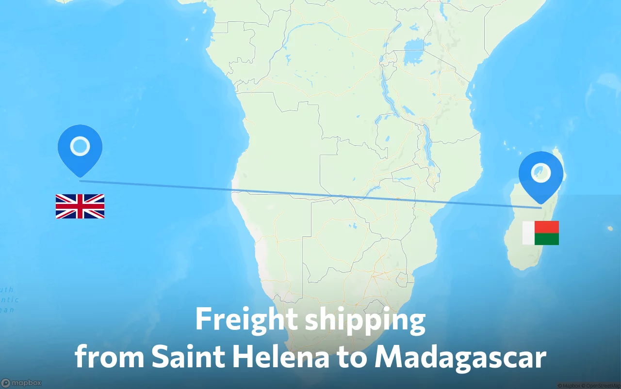 Shipping route from Saint Helena to Madagascar