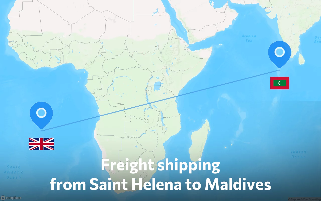 Shipping route from Saint Helena to Maldives