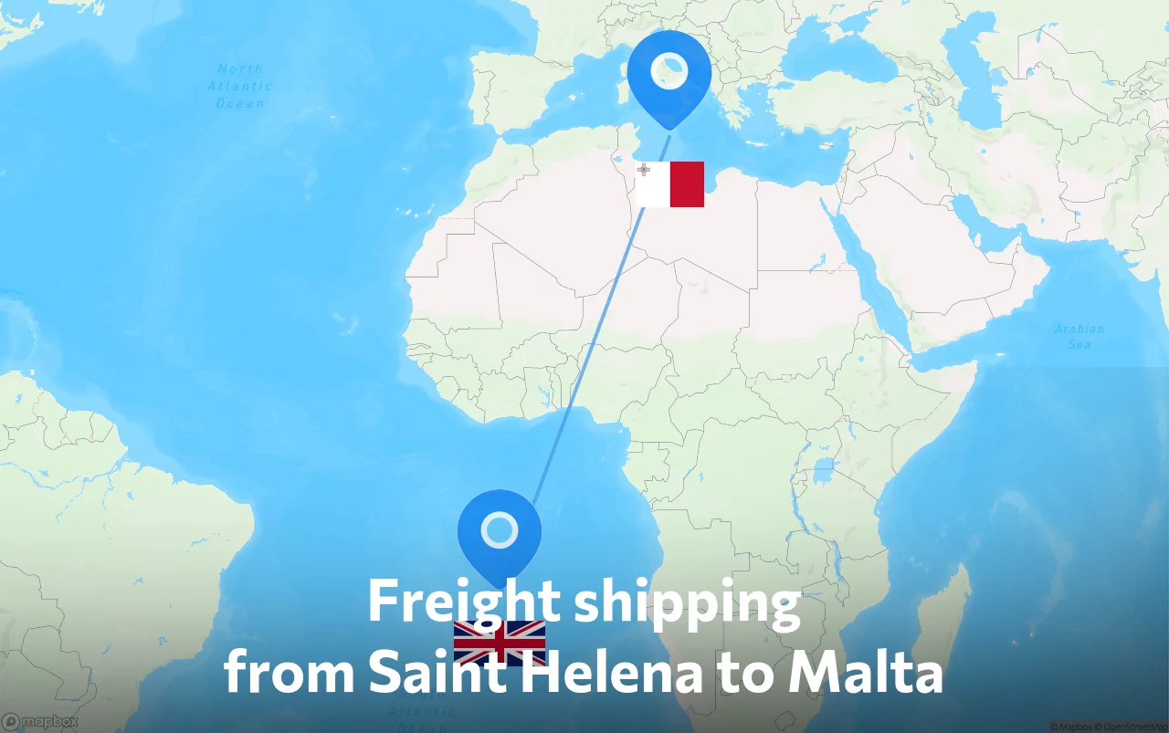 Shipping route from Saint Helena to Malta