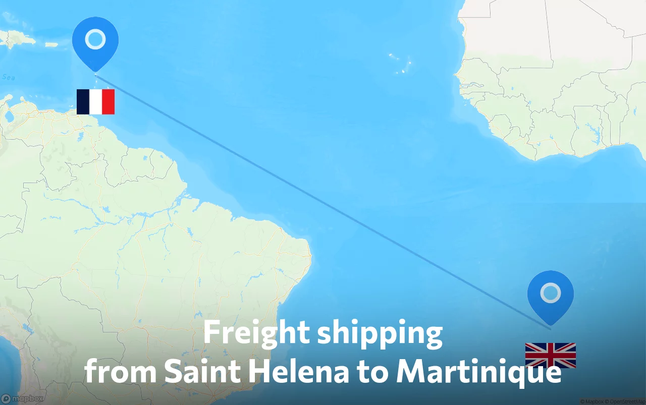 Shipping route from Saint Helena to Martinique