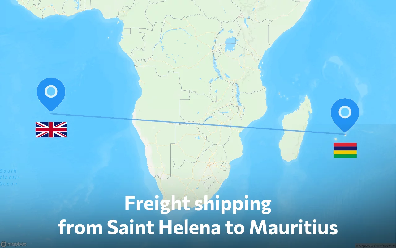 Shipping route from Saint Helena to Mauritius