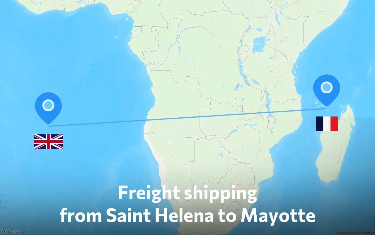 Shipping route from Saint Helena to Mayotte