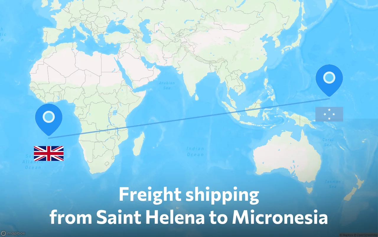 Shipping route from Saint Helena to Micronesia
