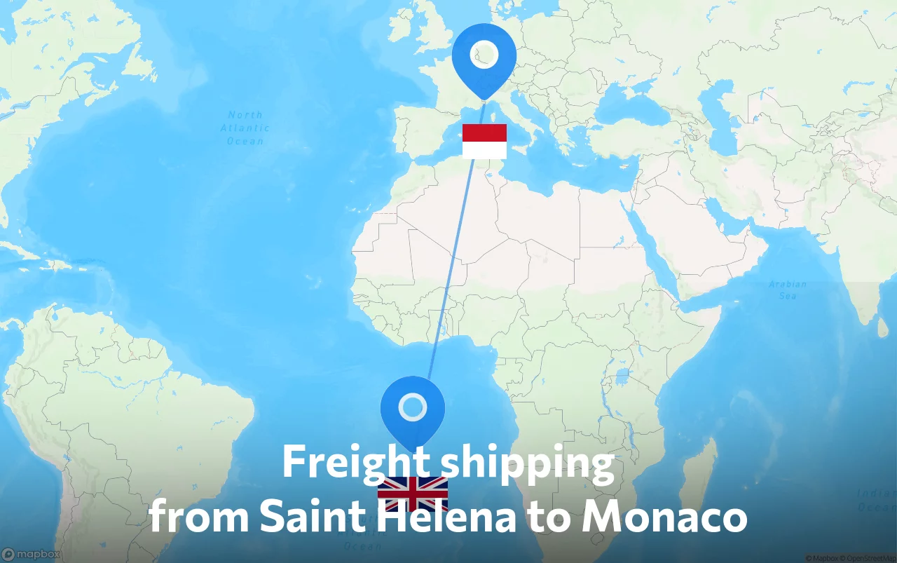 Shipping route from Saint Helena to Monaco