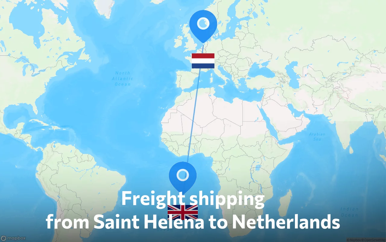 Shipping route from Saint Helena to Netherlands