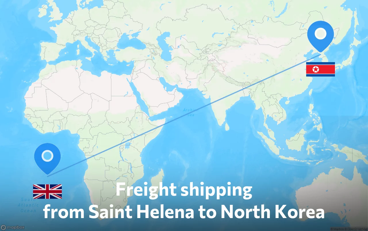 Shipping route from Saint Helena to North Korea