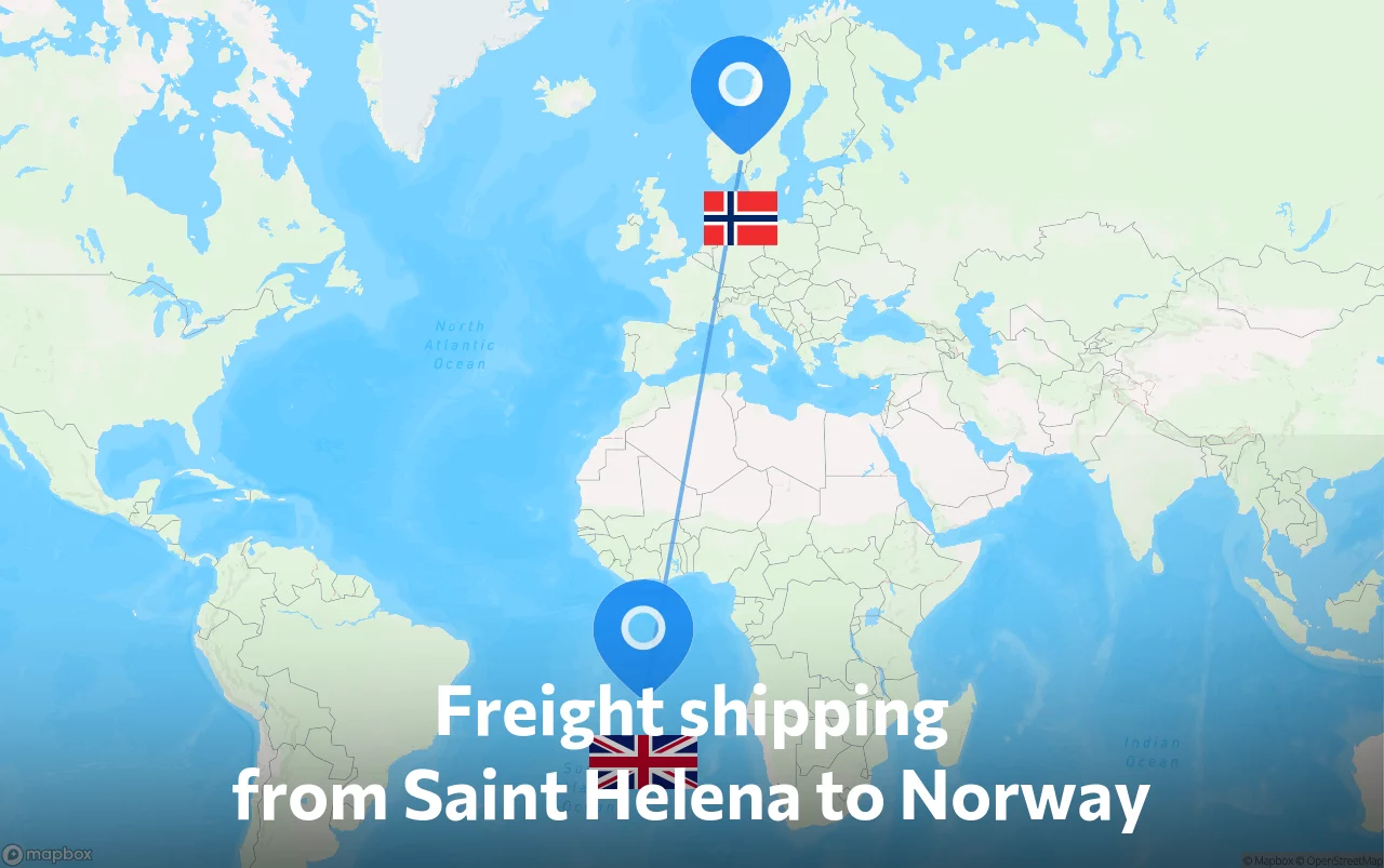 Shipping route from Saint Helena to Norway
