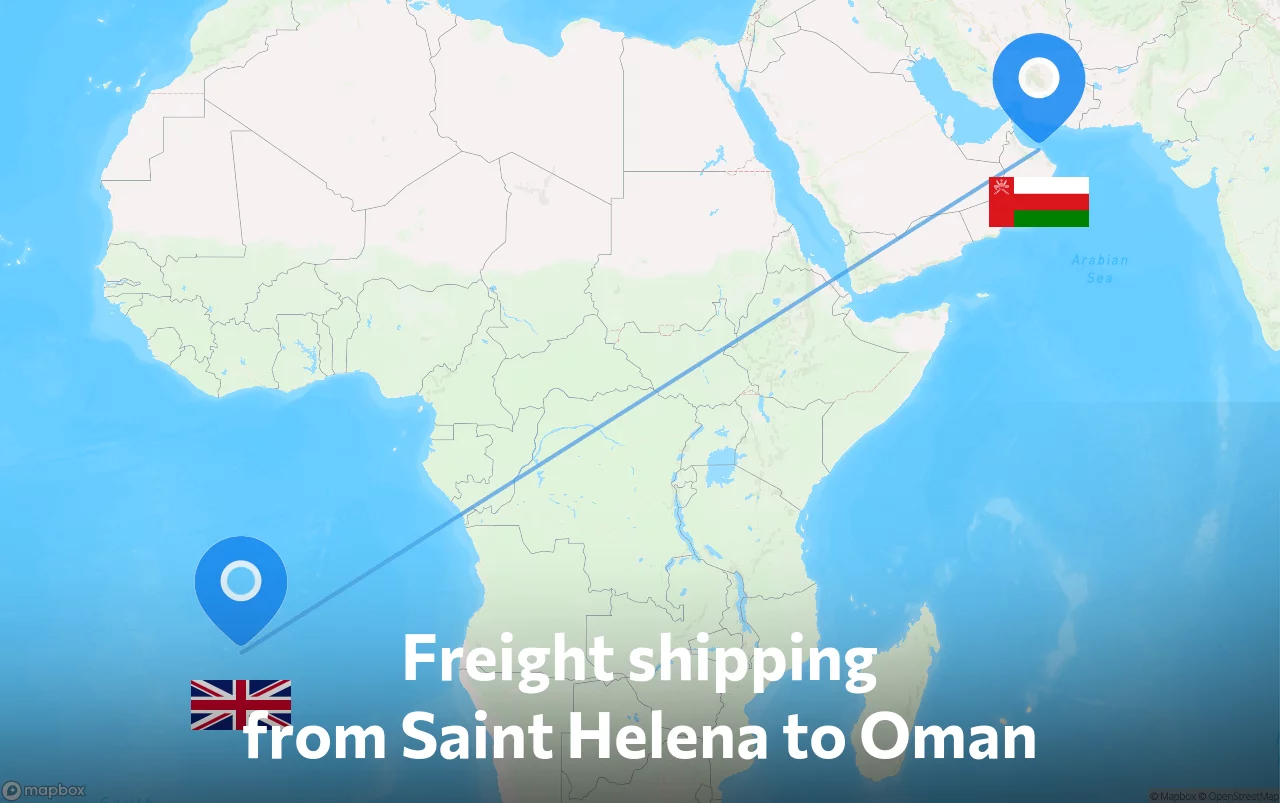 Shipping route from Saint Helena to Oman