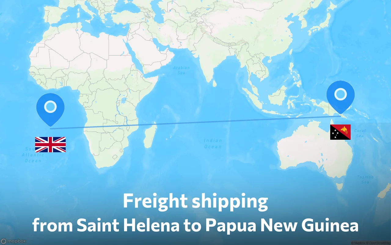 Shipping route from Saint Helena to Papua New Guinea