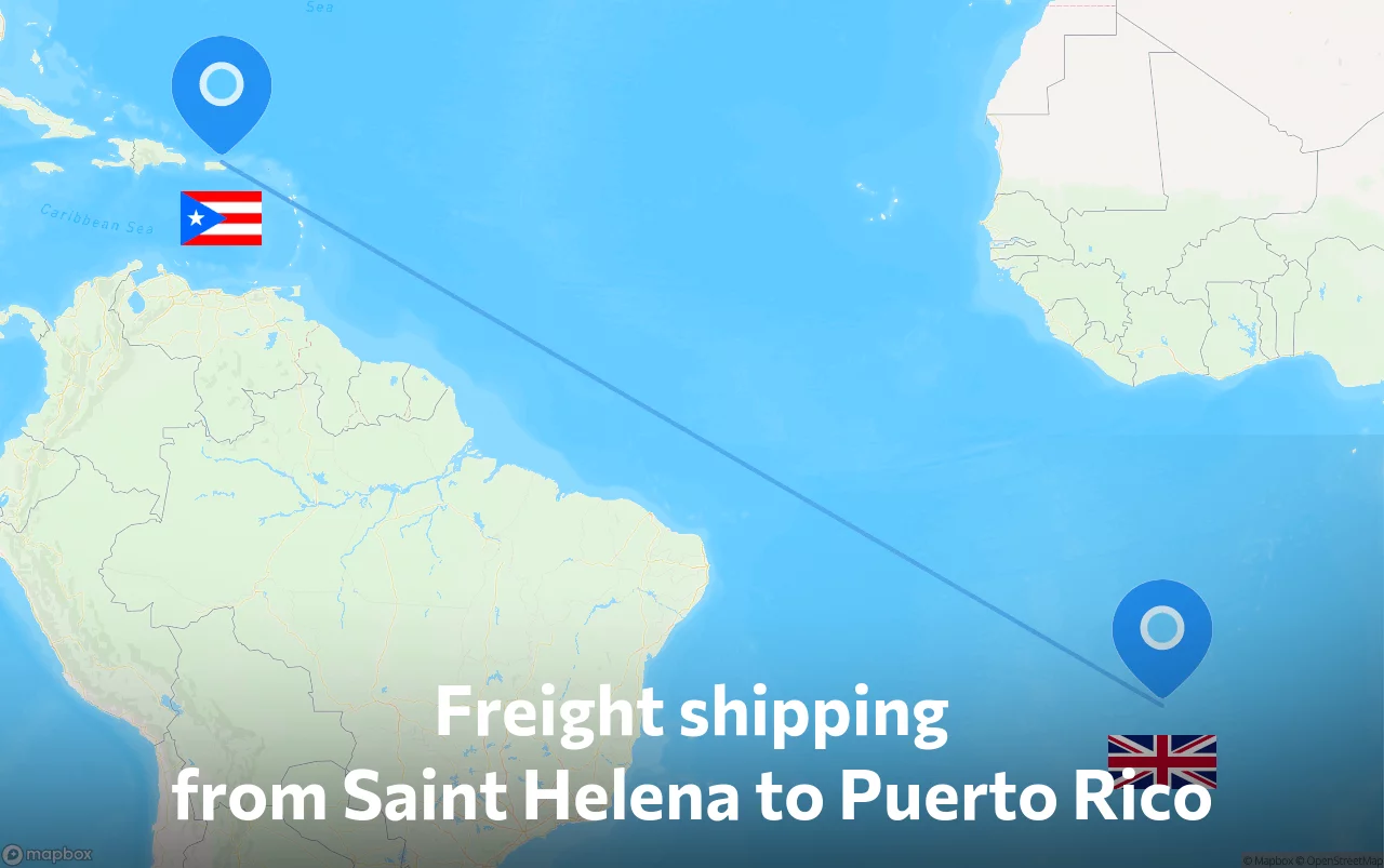 Shipping route from Saint Helena to Puerto Rico