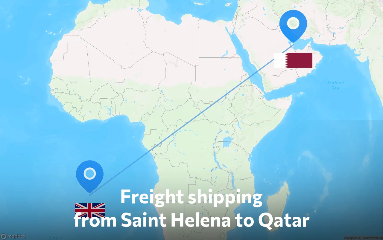 Shipping route from Saint Helena to Qatar
