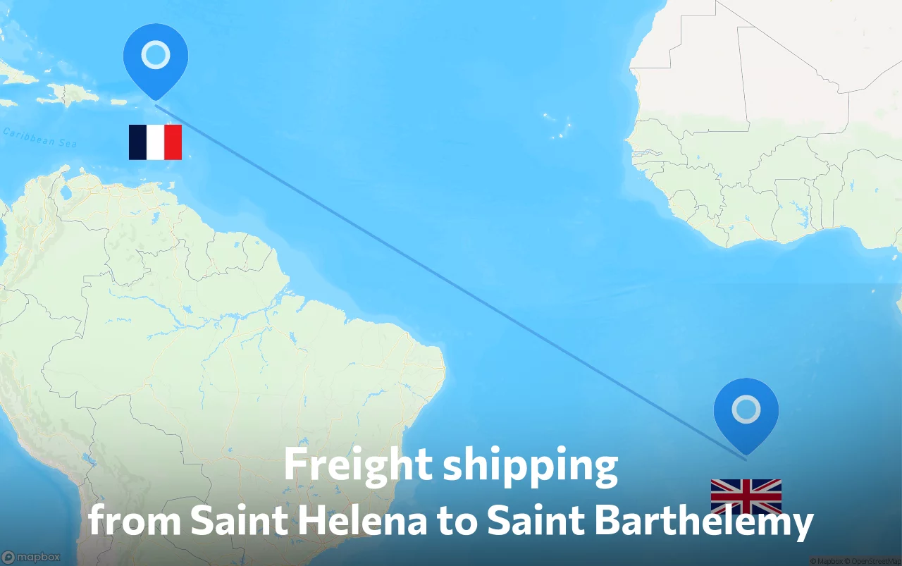 Shipping route from Saint Helena to Saint Barthelemy
