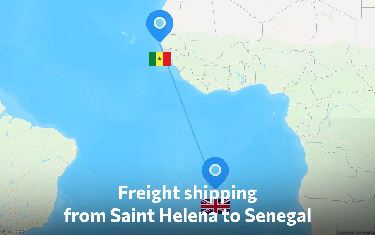Shipping route from Saint Helena to Senegal