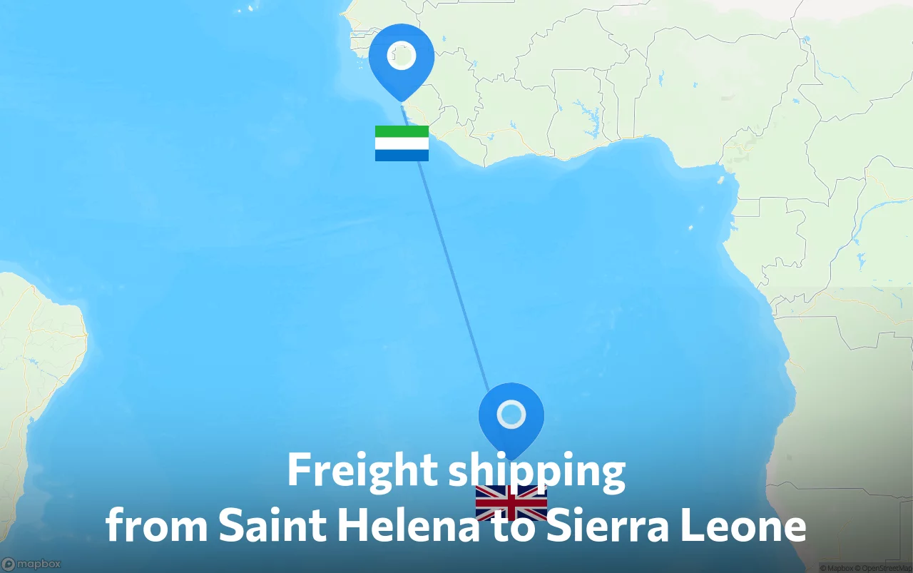 Shipping route from Saint Helena to Sierra Leone