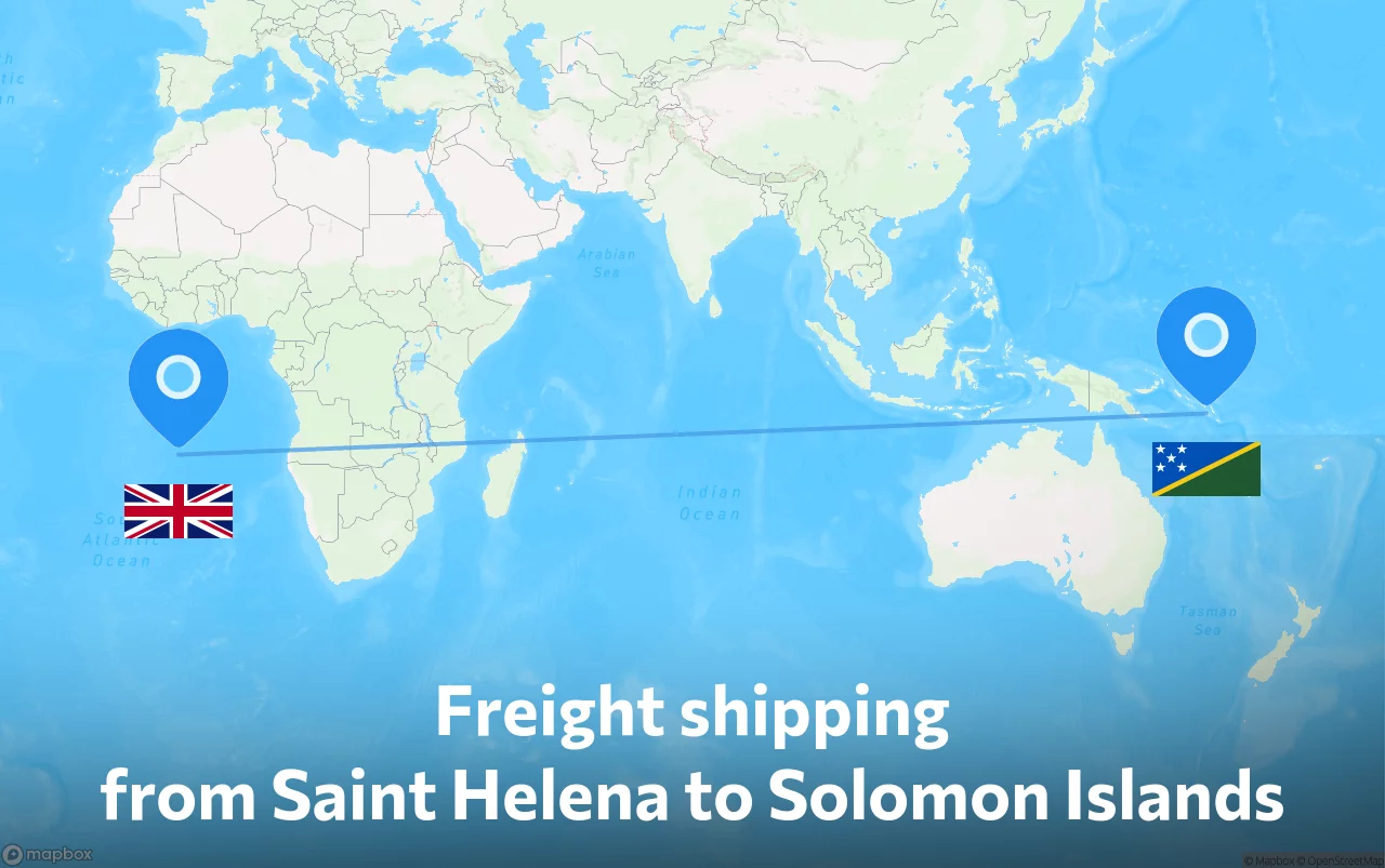 Shipping route from Saint Helena to Solomon Islands