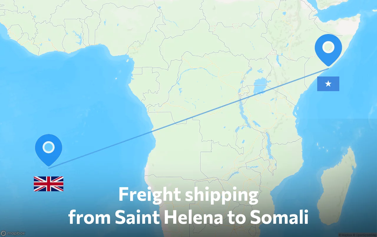 Shipping route from Saint Helena to Somali