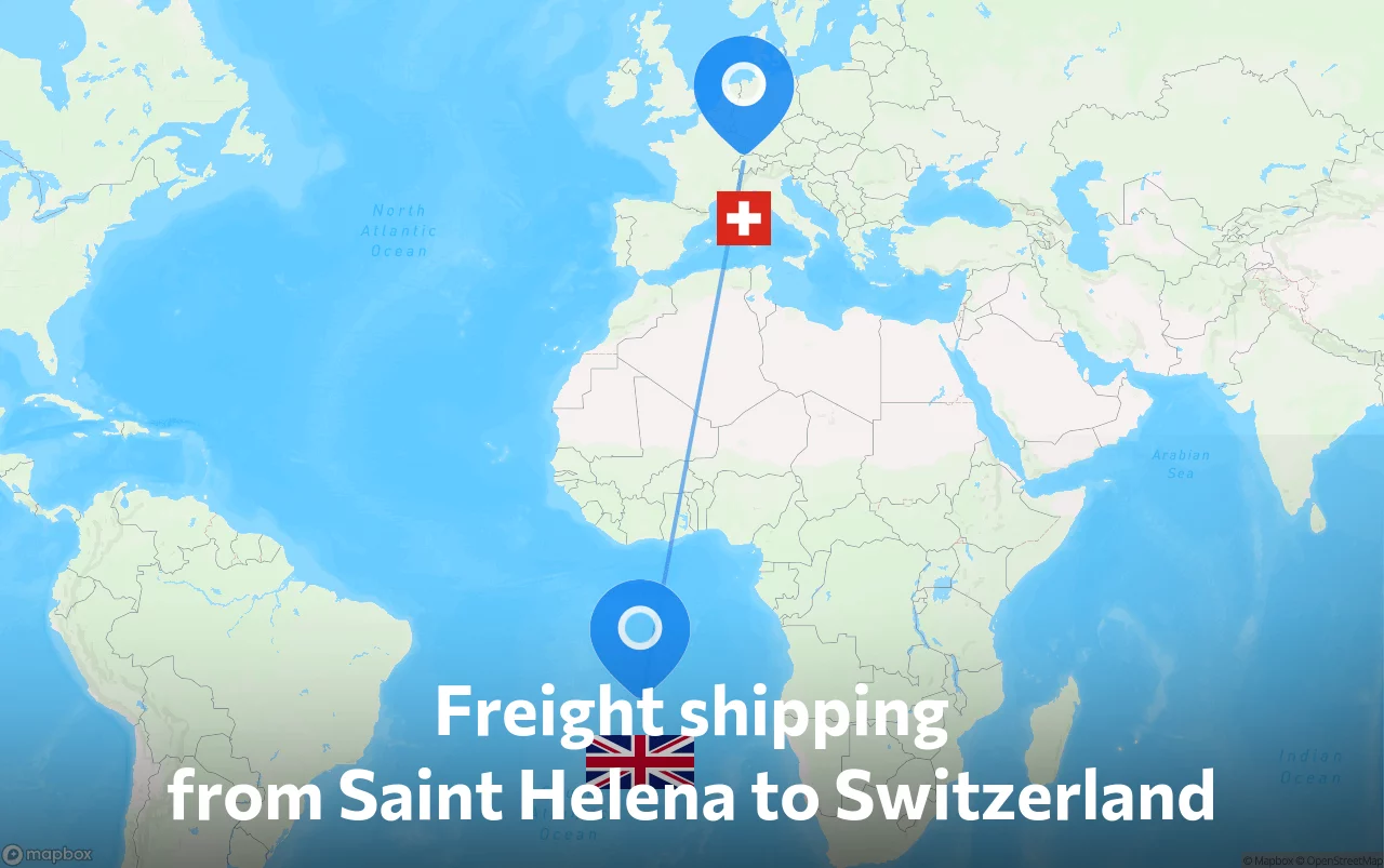 Shipping route from Saint Helena to Switzerland