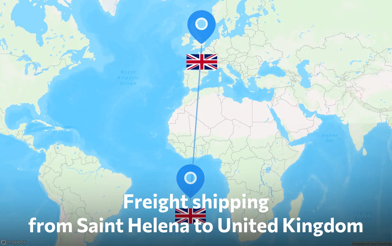 Shipping route from Saint Helena to United Kingdom