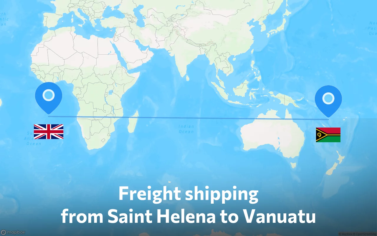 Shipping route from Saint Helena to Vanuatu