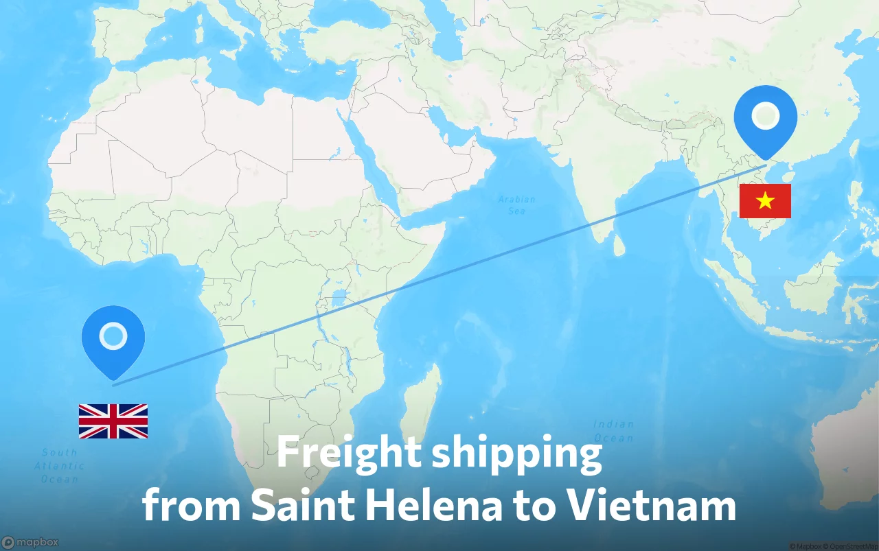 Shipping route from Saint Helena to Vietnam