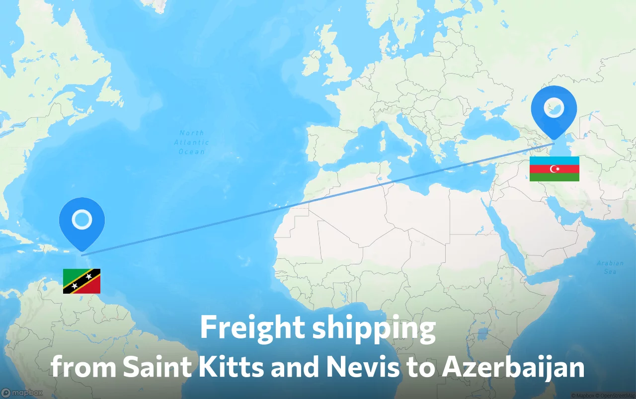Shipping route from Saint Kitts and Nevis to Azerbaijan