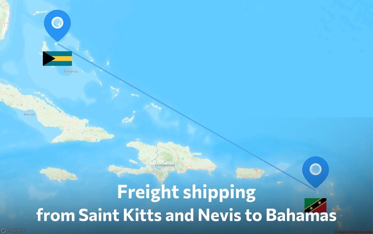 Shipping route from Saint Kitts and Nevis to Bahamas
