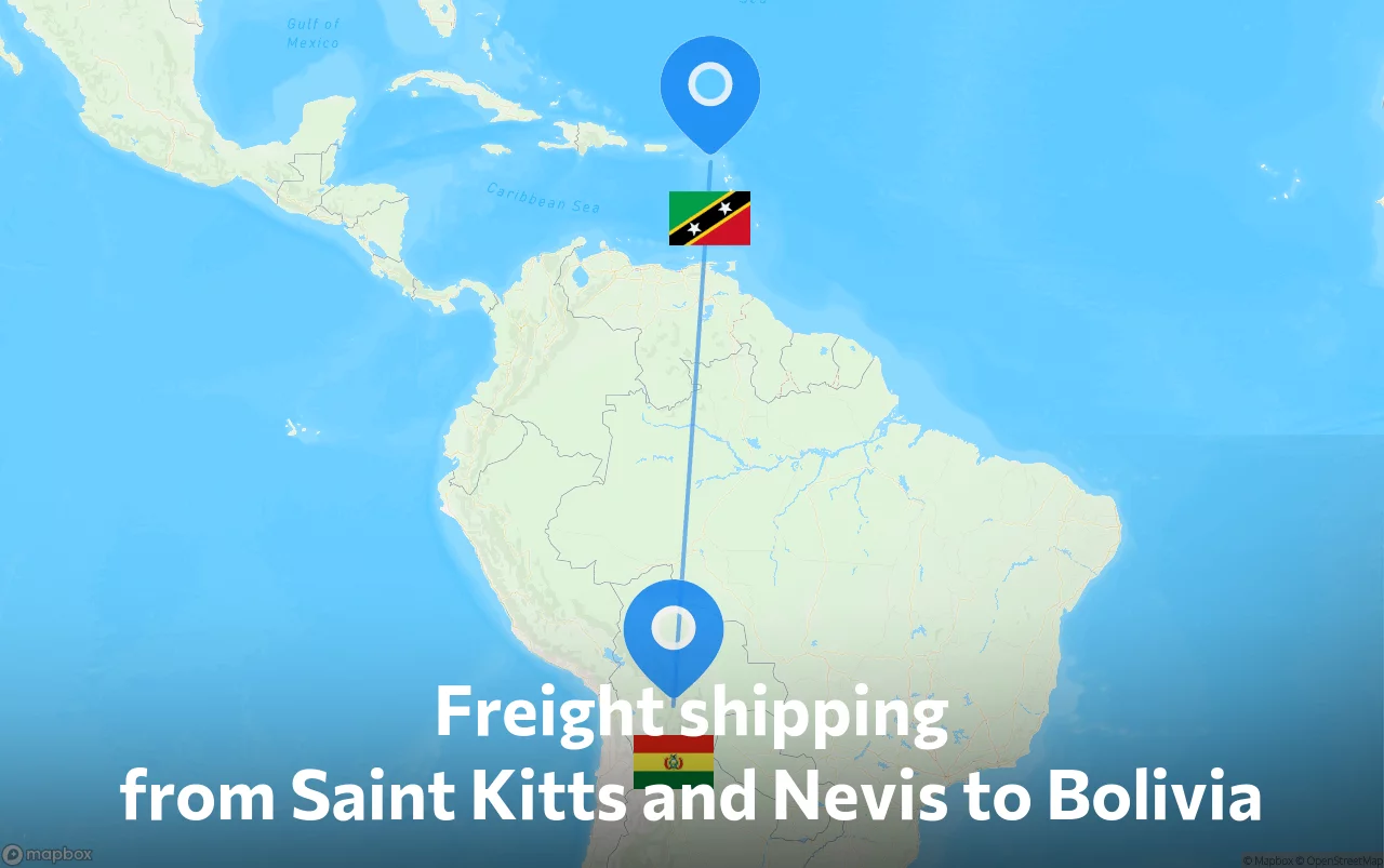 Shipping route from Saint Kitts and Nevis to Bolivia