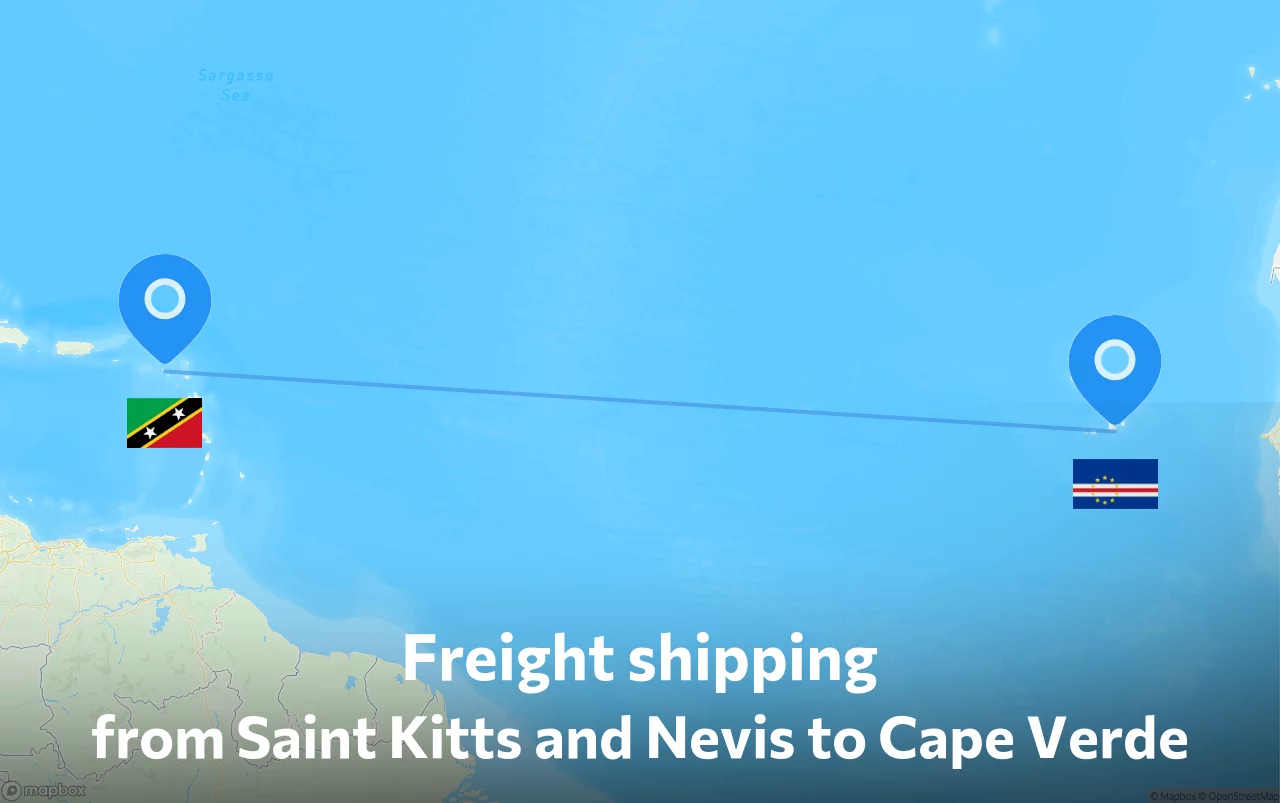 Shipping route from Saint Kitts and Nevis to Cape Verde