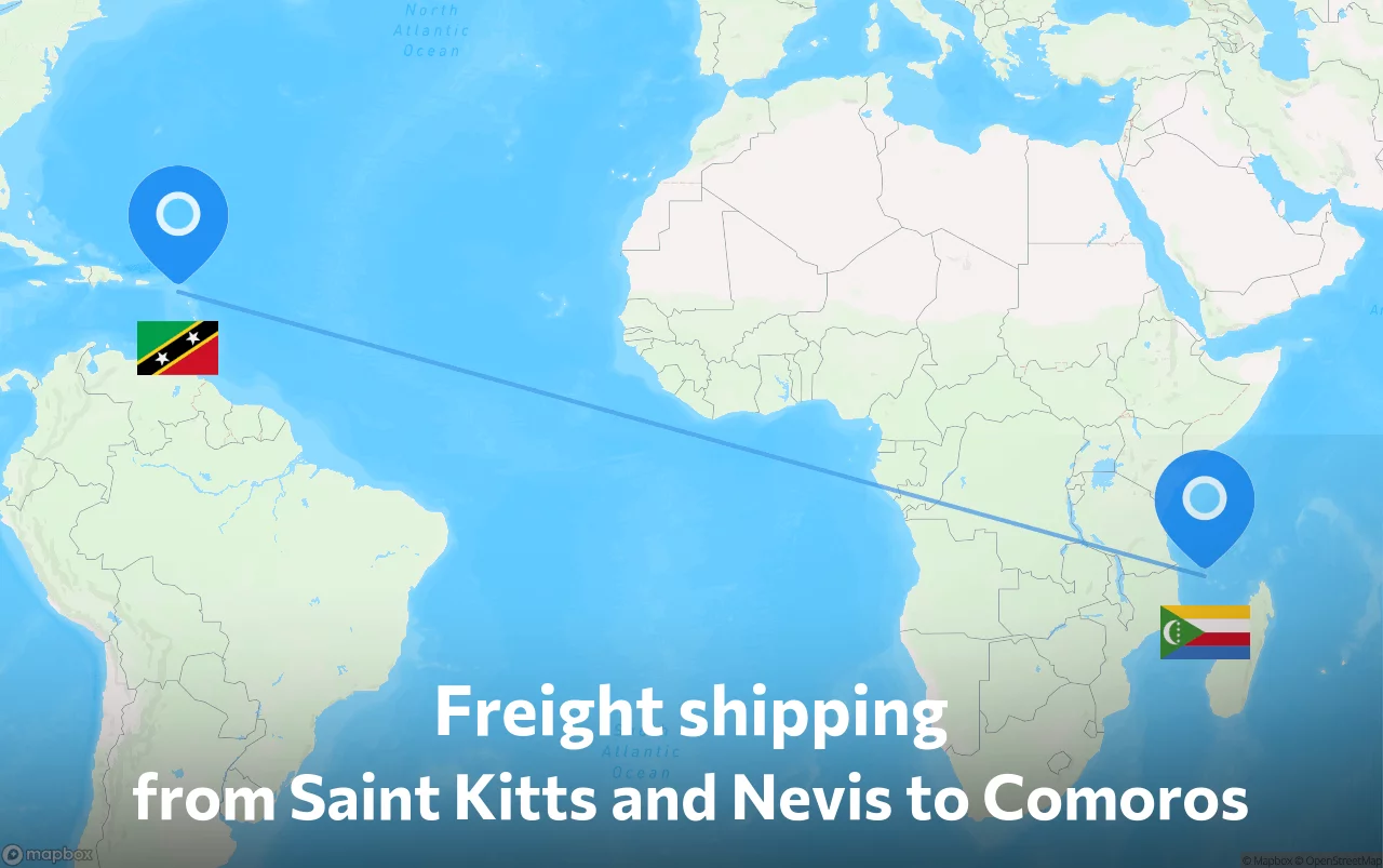 Shipping route from Saint Kitts and Nevis to Comoros