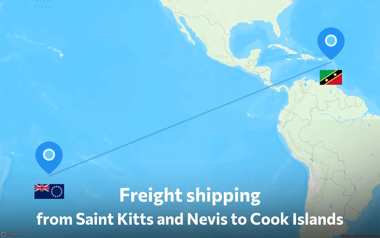 Shipping route from Saint Kitts and Nevis to Cook Islands