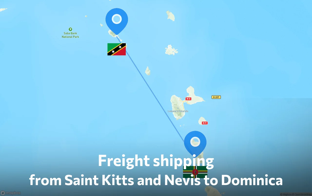 Shipping route from Saint Kitts and Nevis to Dominica