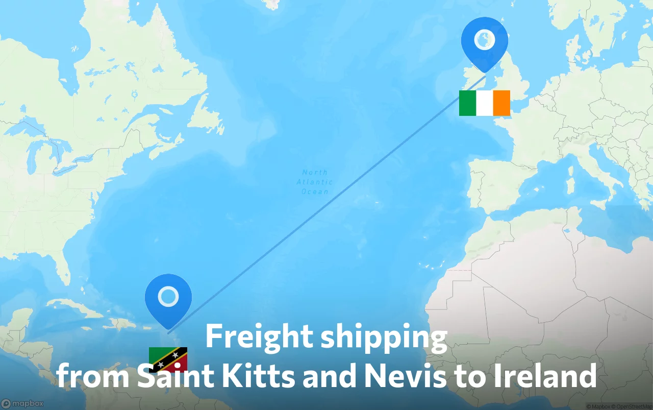 Shipping route from Saint Kitts and Nevis to Ireland