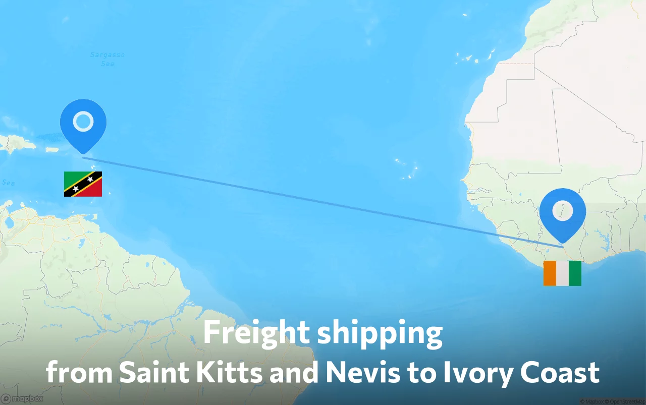 Shipping route from Saint Kitts and Nevis to Ivory Coast