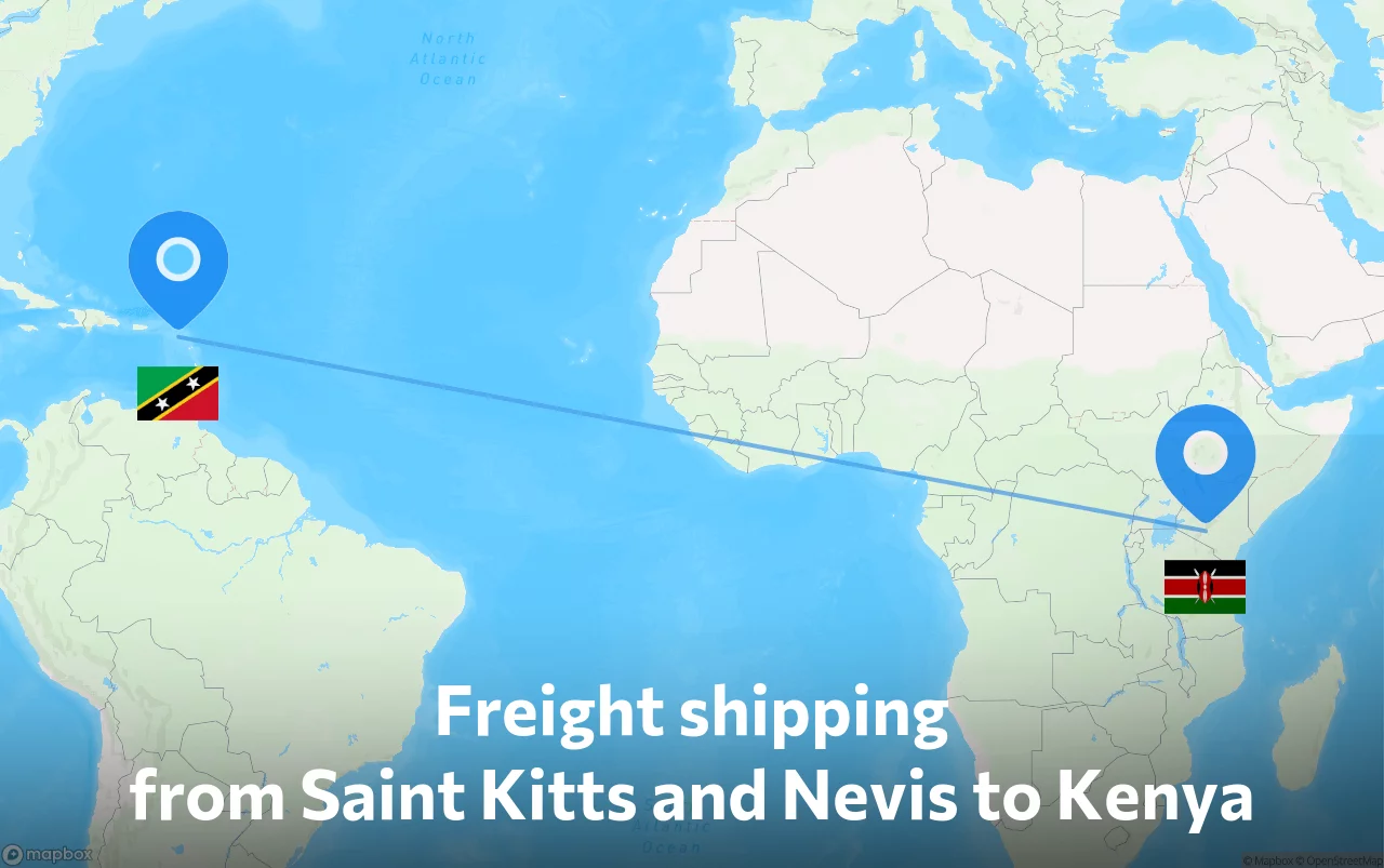 Shipping route from Saint Kitts and Nevis to Kenya