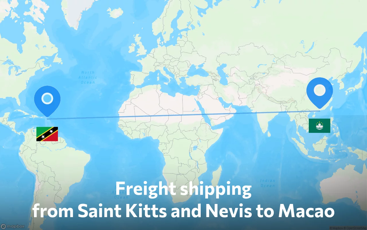 Shipping route from Saint Kitts and Nevis to Macao