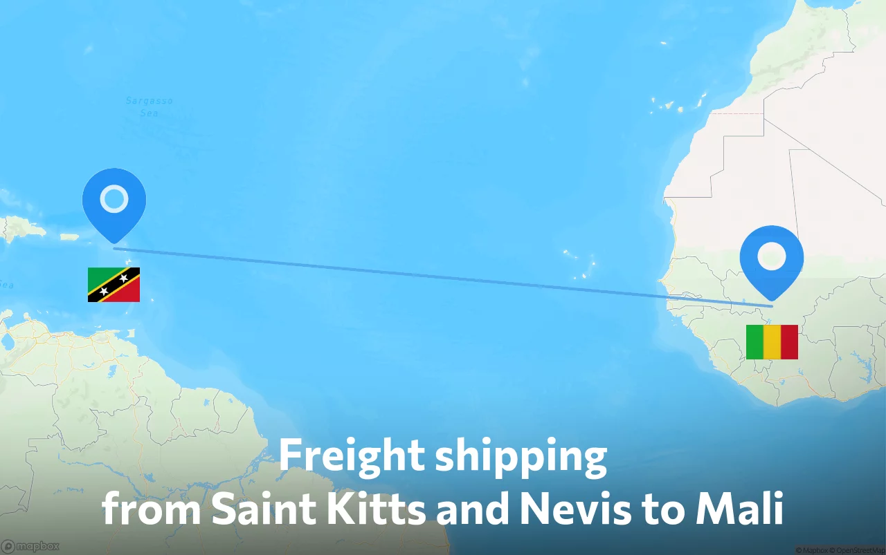 Shipping route from Saint Kitts and Nevis to Mali