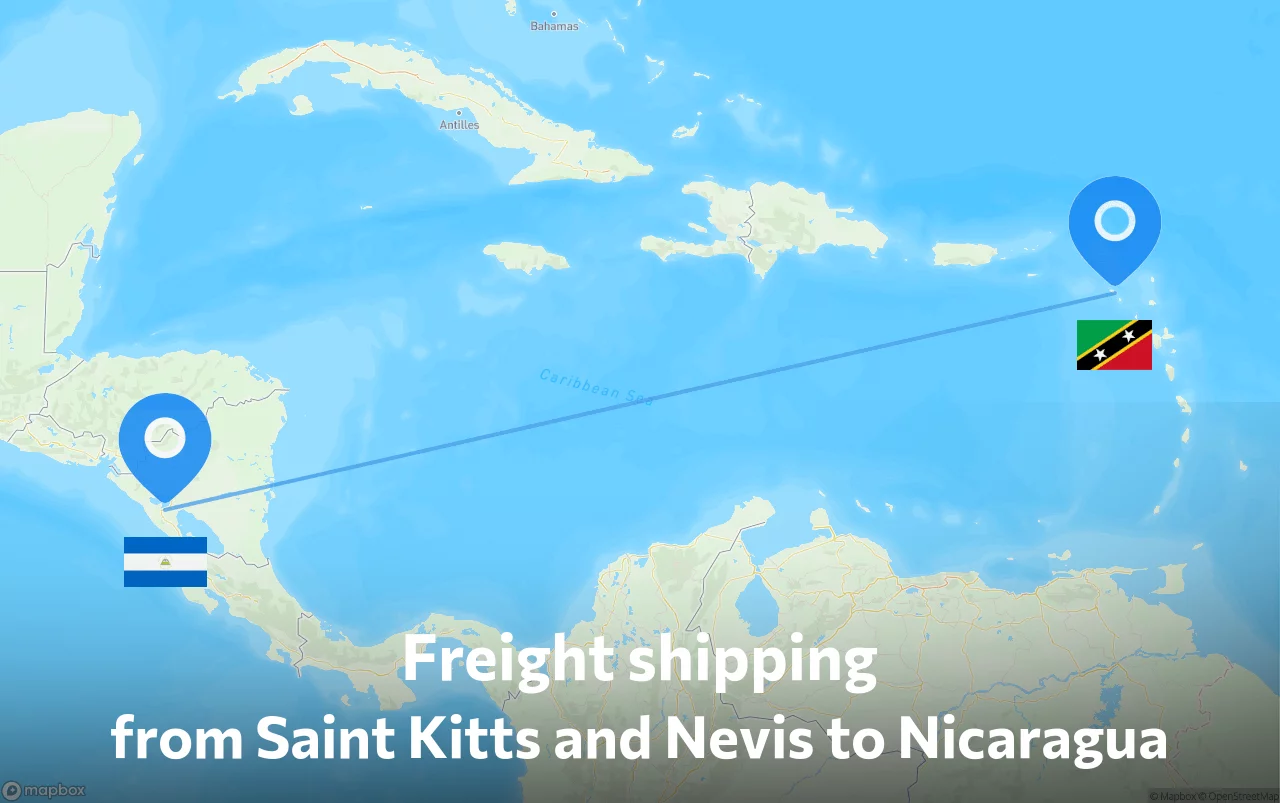 Shipping route from Saint Kitts and Nevis to Nicaragua