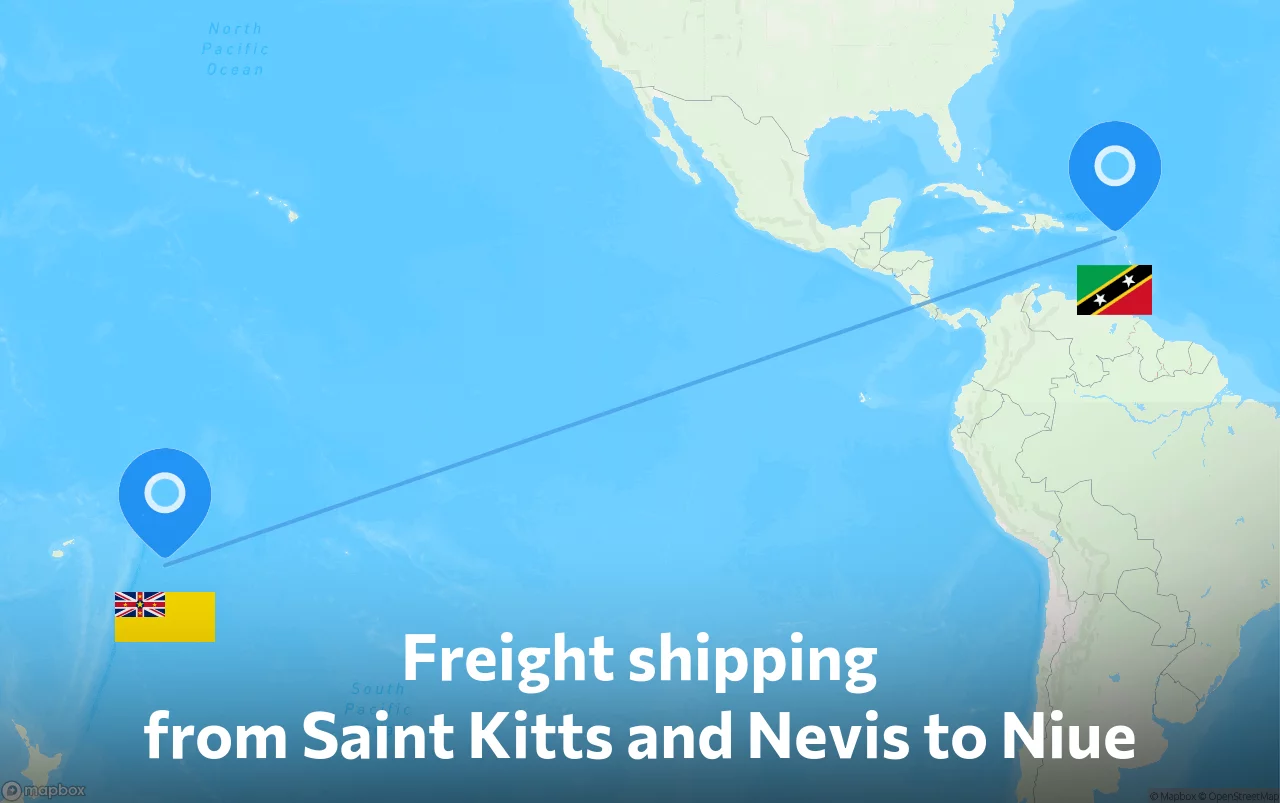 Shipping route from Saint Kitts and Nevis to Niue
