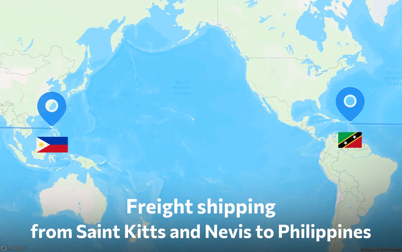 Shipping route from Saint Kitts and Nevis to Philippines