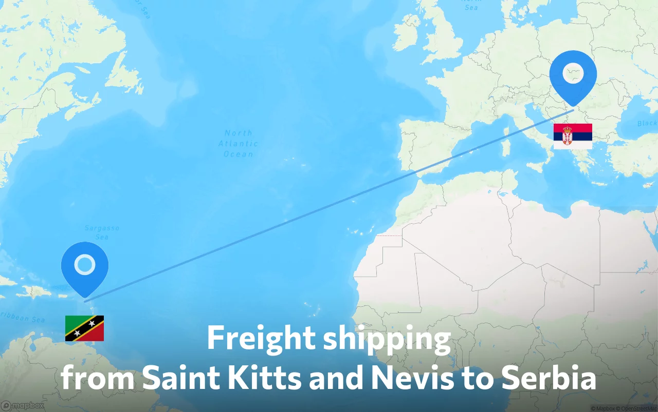 Shipping route from Saint Kitts and Nevis to Serbia