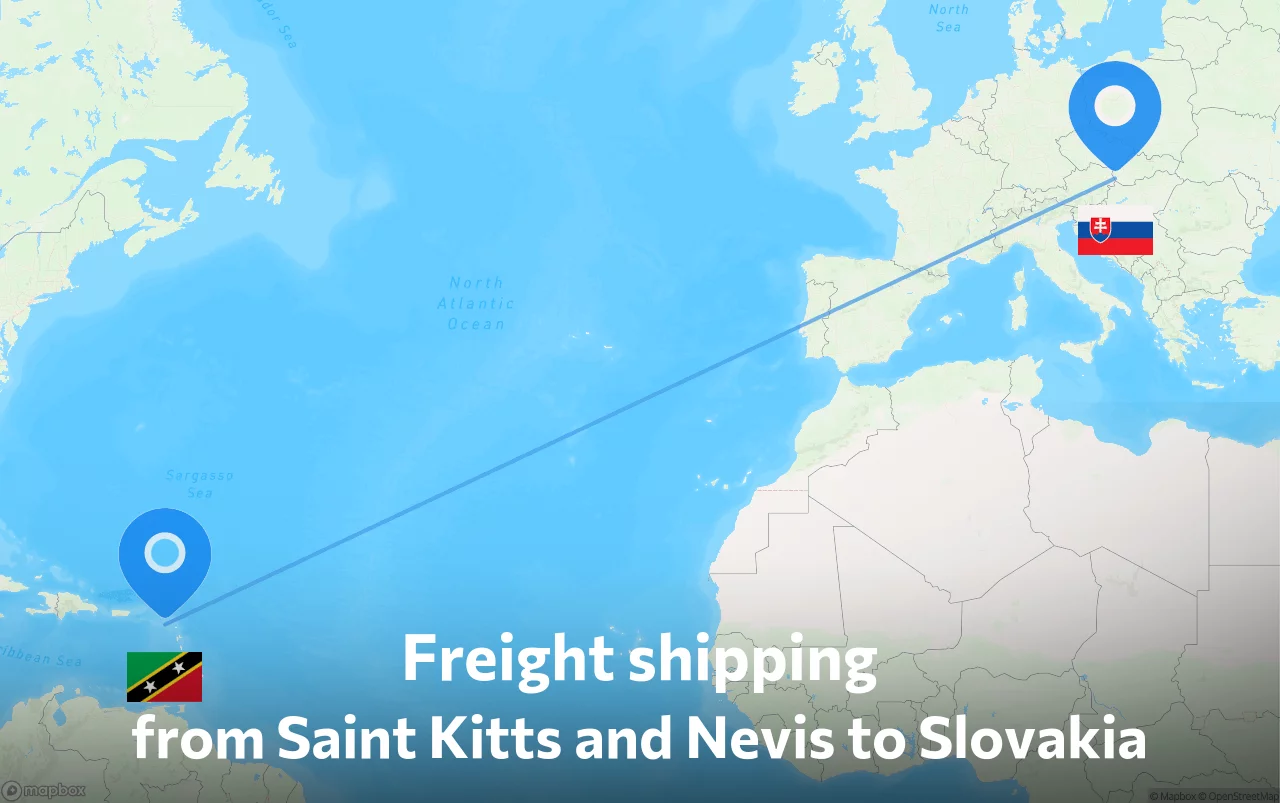Shipping route from Saint Kitts and Nevis to Slovakia