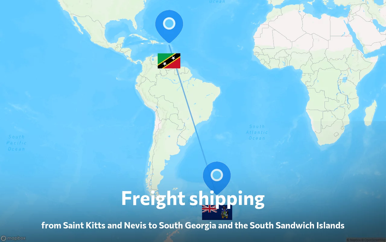 Shipping route from Saint Kitts and Nevis to South Georgia and the South Sandwich Islands
