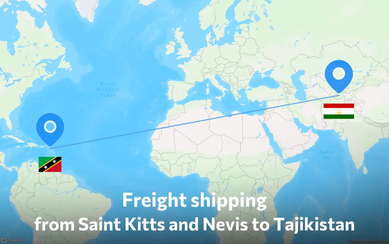 Shipping route from Saint Kitts and Nevis to Tajikistan